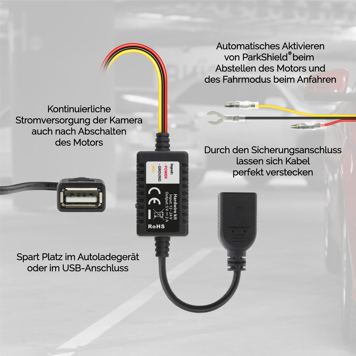 ParkShield® fortschrittlicher 24-Stunden-Schutz für geparkte Autos