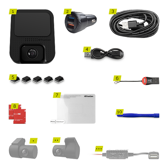 TrueCam H25 GPS 4K - A csomag tartalma TrueCam H25 GPS 4K - A csomag tartalma
