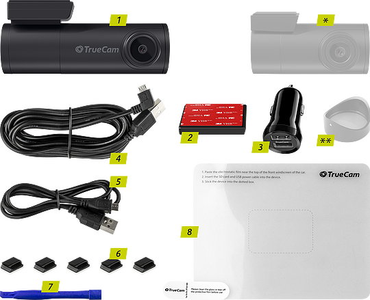 TrueCam H7 - Pack contents TrueCam H7 - Pack contents