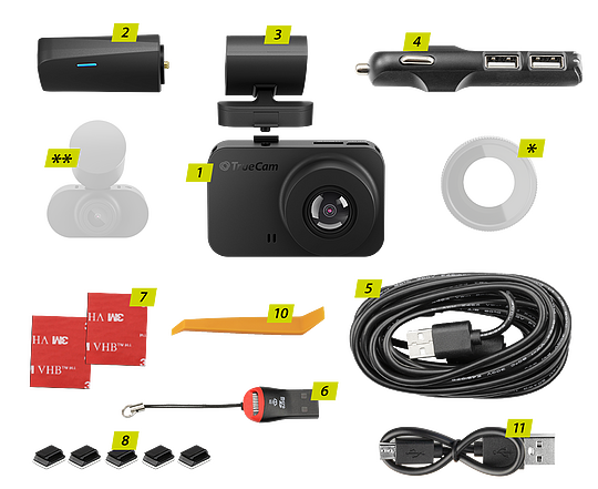 TrueCam M11 GPS 4K - A csomag tartalma TrueCam M11 GPS 4K - A csomag tartalma